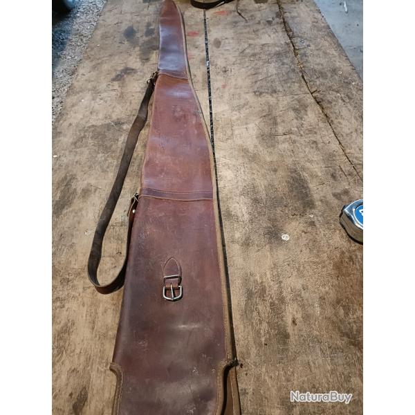 Housse fusil cuir marron