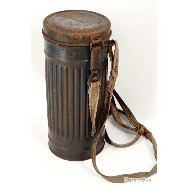 WW2 BO�TIER DE MASQUE ANTI - GAZ LUFT NOMINATIF DE 1943 - COMBAT VOSGES 1944