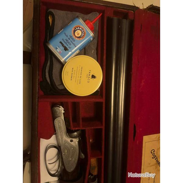 Vend extraordinaire juxtapos� platine anglais Cal 12 65 Cogswell & Harrison Cat d dans sa malette