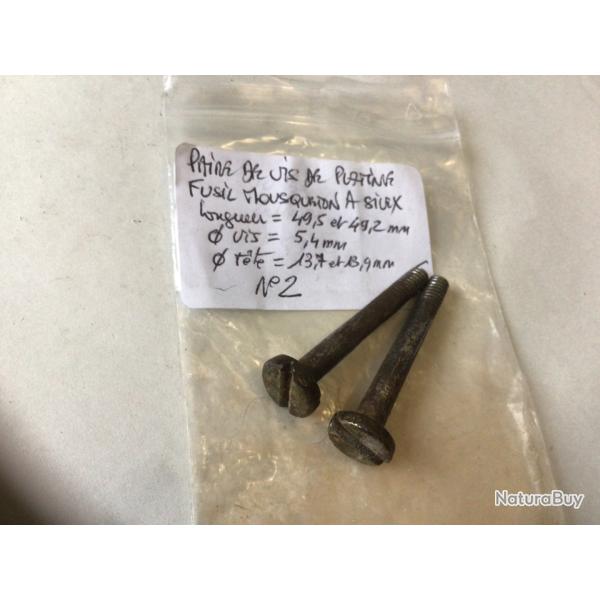 VENDU PAR LE-CUIRASSIER N�2 PAIRE VIS DE PLATINE DE FUSIL REGLEMENTAIRE FRAN�AIS 1777 AN9 1822