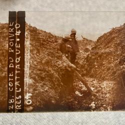 Ancienne plaque st&eacute;r&eacute;o en verre WW1 C&ocirc;te du poivre apr&egrave;s l'attaque