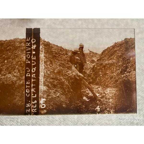 Ancienne plaque st�r�o en verre WW1 C�te du poivre apr�s l'attaque
