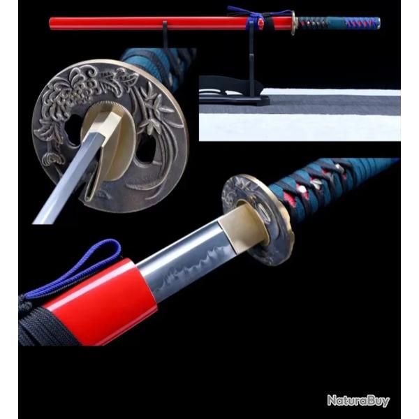 Katana Ninja, Trempe � l'argile, 60 HRC, Lame de coupe