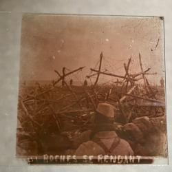 Ancienne plaque st&eacute;r&eacute;o en verre WW1 Champagne 1915  Boches se rendant