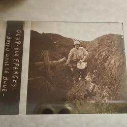 Ancienne plaque st&eacute;r&eacute;o en verre WW1 Aux Eparges boyau dans la boue