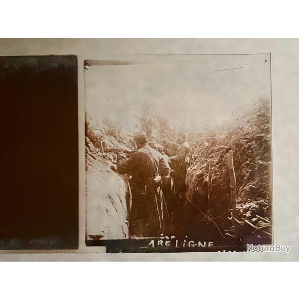 Ancienne plaque st�r�o en verre WW1 Apr�s la Marnes 1re ligne tranch�e