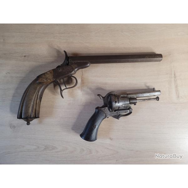 Lot de deux armes anciennes / 19eme si�cle / Belgique (Li�ge)