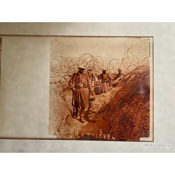 Ancienne plaque st�r�o en verre WW1 Mont Cornillet la rel�ve