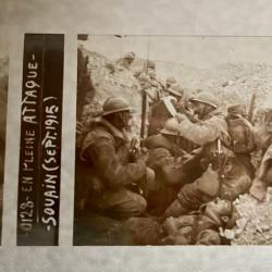 Ancienne plaque st&eacute;r&eacute;o en verre WW1 Tranch&eacute;e En pleine attaque Souain septembre 1915