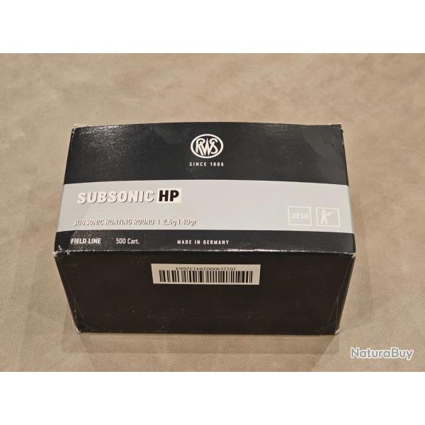 500 cartouches RWS Cal.22lr Subsonic HP