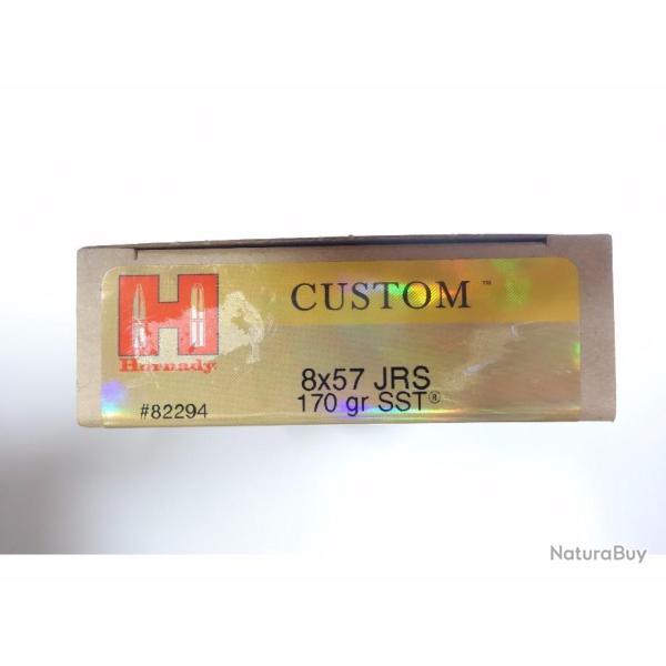 LOT DE 40 BALLES HORNADY CUSTOM 8X57JRS 170GR SST