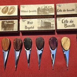 couteaux &agrave; huitres artisanaux gamme bois pr&eacute;cieux - livr&eacute; en coffret bois personnalisable
