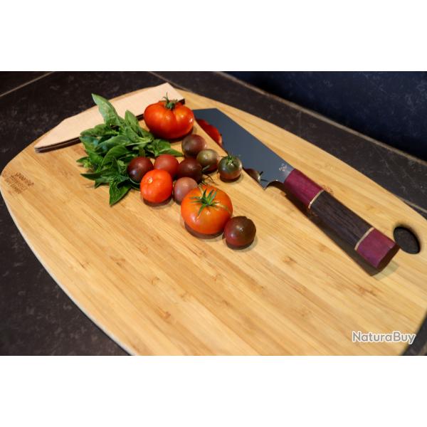 Couteau de chef inox type Kiritsuke ch�ne des marais et amarante avec saya