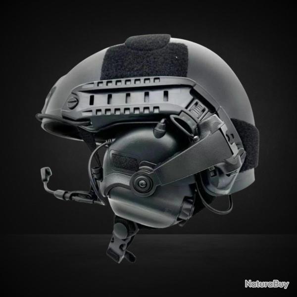 Casque tactique EARMOR M32X MOD4, support M16C pour casque FAST / ARC - Black