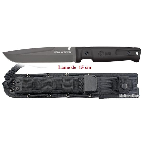 Couteau Tactique Noir  K25 lame de 15.00