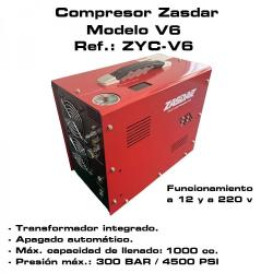 Compresseur &eacute;lectrique ZASDAR V6, 12 V/220 V, PCP 300 bar. Transformateur inclus. Arr&ecirc;t automatique.
