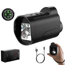 Monoculaire Vision Nocturne Num&eacute;rique Infrarouge 1080P - Zoom 10X - Port&eacute;e 800 m - Rechargeable USB