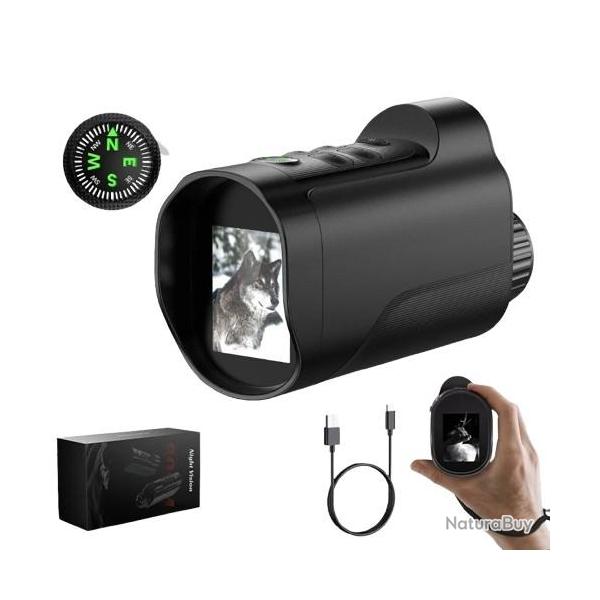 Monoculaire Vision Nocturne Num�rique Infrarouge 1080P - Zoom 10X - Port�e 800 m - Rechargeable USB