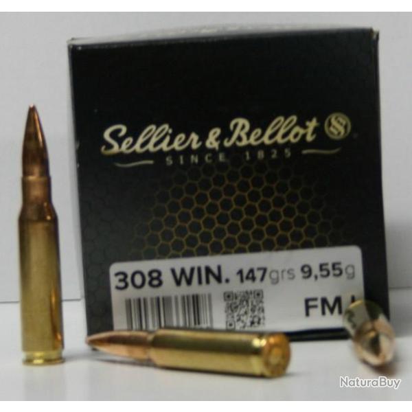 CARTOUCHE SELLIER & BELLOT FMJ 147GR CAL. 308 WIN X50