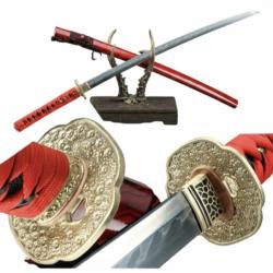 Katana rouge sang - trempe &agrave; l'argile - sp&eacute;cial coupe, Masterpiece