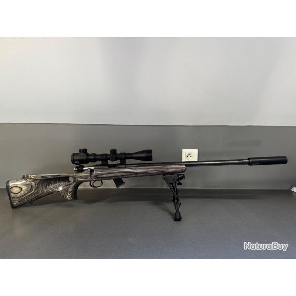 Carabine CZ455 Thumbole 22lr + lunette + bipied + silencieux