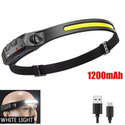 Lampe frontale LED rechargeable - &eacute;clairage large + longue port&eacute;e