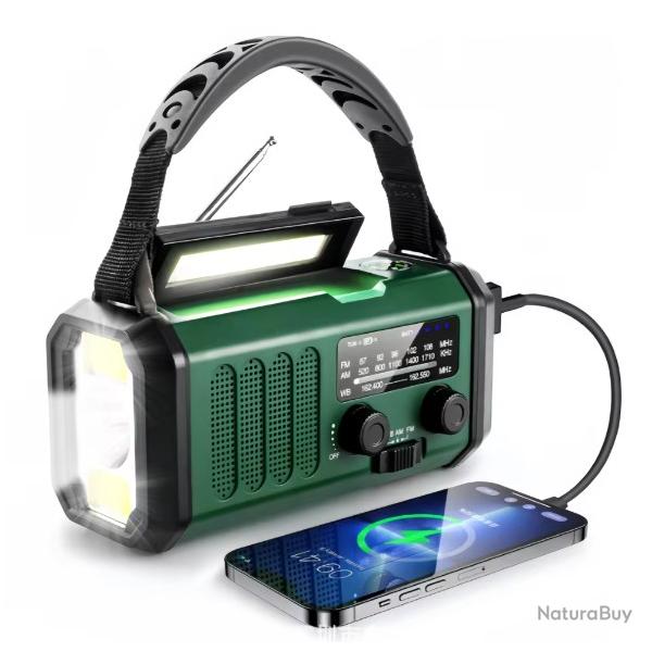 Radio d'urgence Survie avec lampe de poche lumi�re LED solaire Multifonction AM/FM