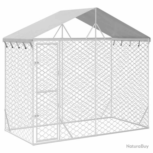 Chenil cage enclos pac animaux d'ext�rieur pour chiens avec toit argent� 3 x 1,5 x 2,5 m Argent 02_