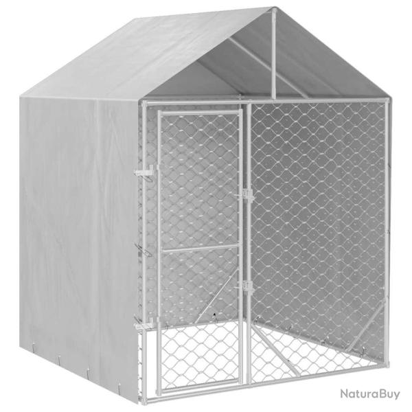 Chenil cage enclos pac animaux d'ext�rieur pour chiens avec toit argent� 2 x 2 x 2,5 m Argent 02_00
