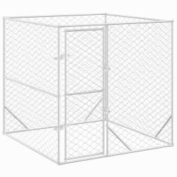 Chenil cage enclos pac animaux d'ext&eacute;rieur pour chiens argent&eacute; 2 x 2 x 2 m acier galvanis&eacute; Argent 0