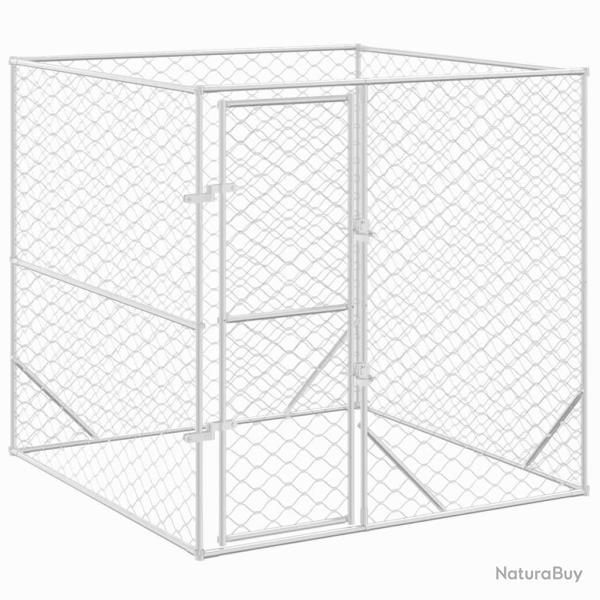 Chenil cage enclos pac animaux d'ext�rieur pour chiens argent� 2 x 2 x 2 m acier galvanis� Argent 0