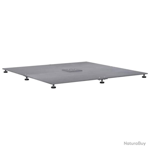 Base de parasol solide carr� 100 x 100 x 4 cm avec niveleurs r�glables tendance en acier gris fonc�