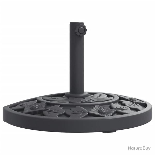 Base de parasol demi-rond 49 x 31 x 31 cm solution stable motif floral terrasse en PE noir 02_00566