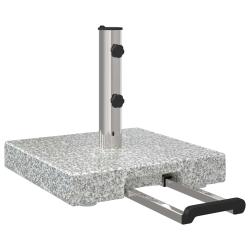 Pied de parasol moderne avec roues 41 x 41 x 37 cm usage ext&eacute;rieur jardin terrasse en granite gris