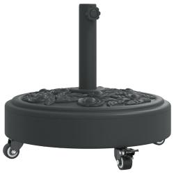 Base de parasol ronde avec roues verrouillables 45 x 41 cm stable &eacute;l&eacute;gante ext&eacute;rieur en PE noir 02_