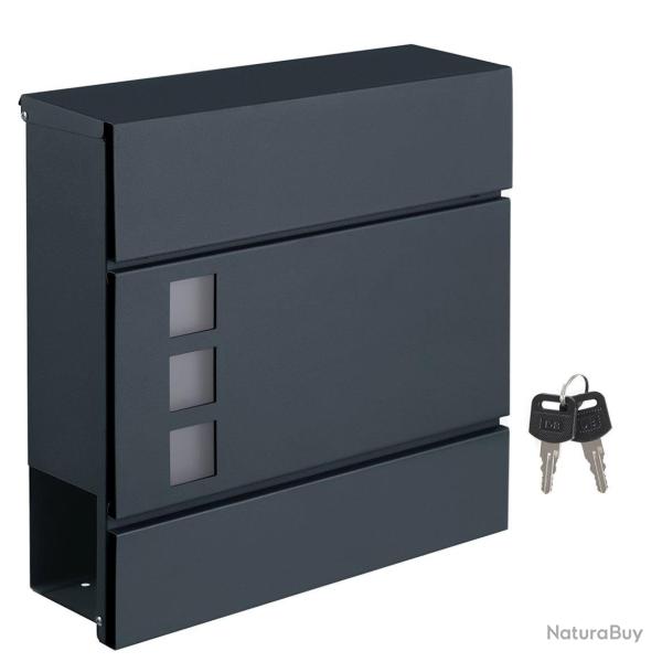 Bo�te aux lettres moderne avec porte-journaux couvercle verrouillable facile � installer gris anthr
