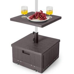 Base de parasol 53 x 53 x 45 cm 3 en 1 avec plateau de table facile &agrave; d&eacute;placer style contemporain e