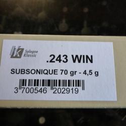 Balles 243 w subsoniques