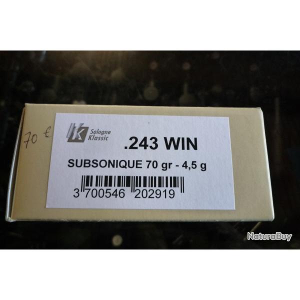 Balles 243 w subsoniques