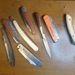 Lot couteaux et rasoirs.