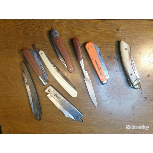 Lot couteaux et rasoirs.