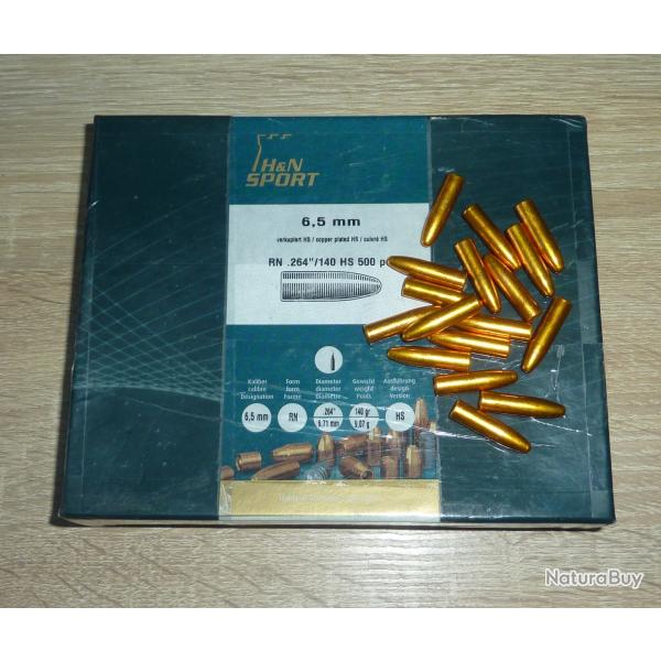 Balles cuivr�es H&N 6.5 mm par 100