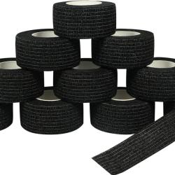 Lot de 10 Bandes Coh&eacute;sives Autoadh&eacute;sives Noires 2,5 cm x 4,5 m Sport, Chasse, Maintien Envoi France