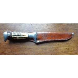 ANCIEN COUTEAU DE CHASSE BOIS DE CERF VINTAGE ( 1950/60 )B&Ouml;KER ALEMANIA SOLINGEN COLLECTOR + ETUI