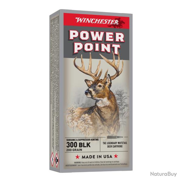Munitions WINCHESTER cal.300 blackout power point 150gr 9.72g par 20