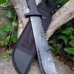 Poignard Gros Couteau Machette Bowie Primitive Lame Acier 3Cr13 Etui Nylon Poignard Tactical 001