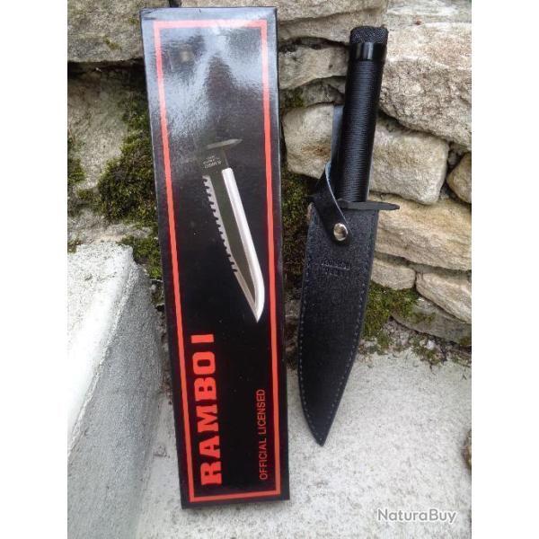 Couteau Rambo I First Blood Kit de Survie Lame Acier Inox Manche Paracorde Etui Cuir NON NUMEROT� 01