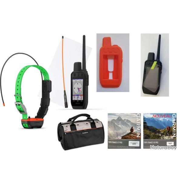 Garmin pack Alpha 300F avec collier TT25F + coque silicone + verre tremp� + sac + carte topographiqu