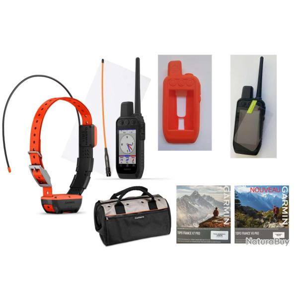 Garmin pack Alpha 300F avec collier T20 + coque silicone + verre tremp� + sac + carte topo 1/4 de Fr