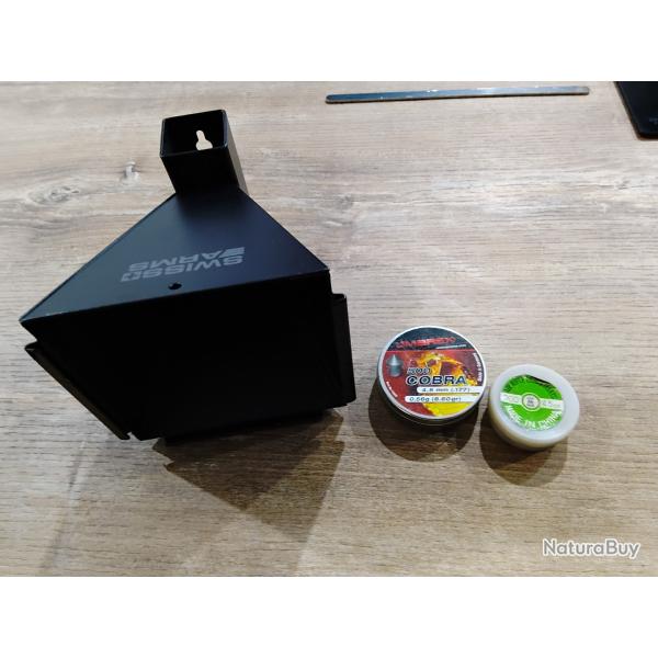 Plombs 4,5mm et porte cible swiss arm